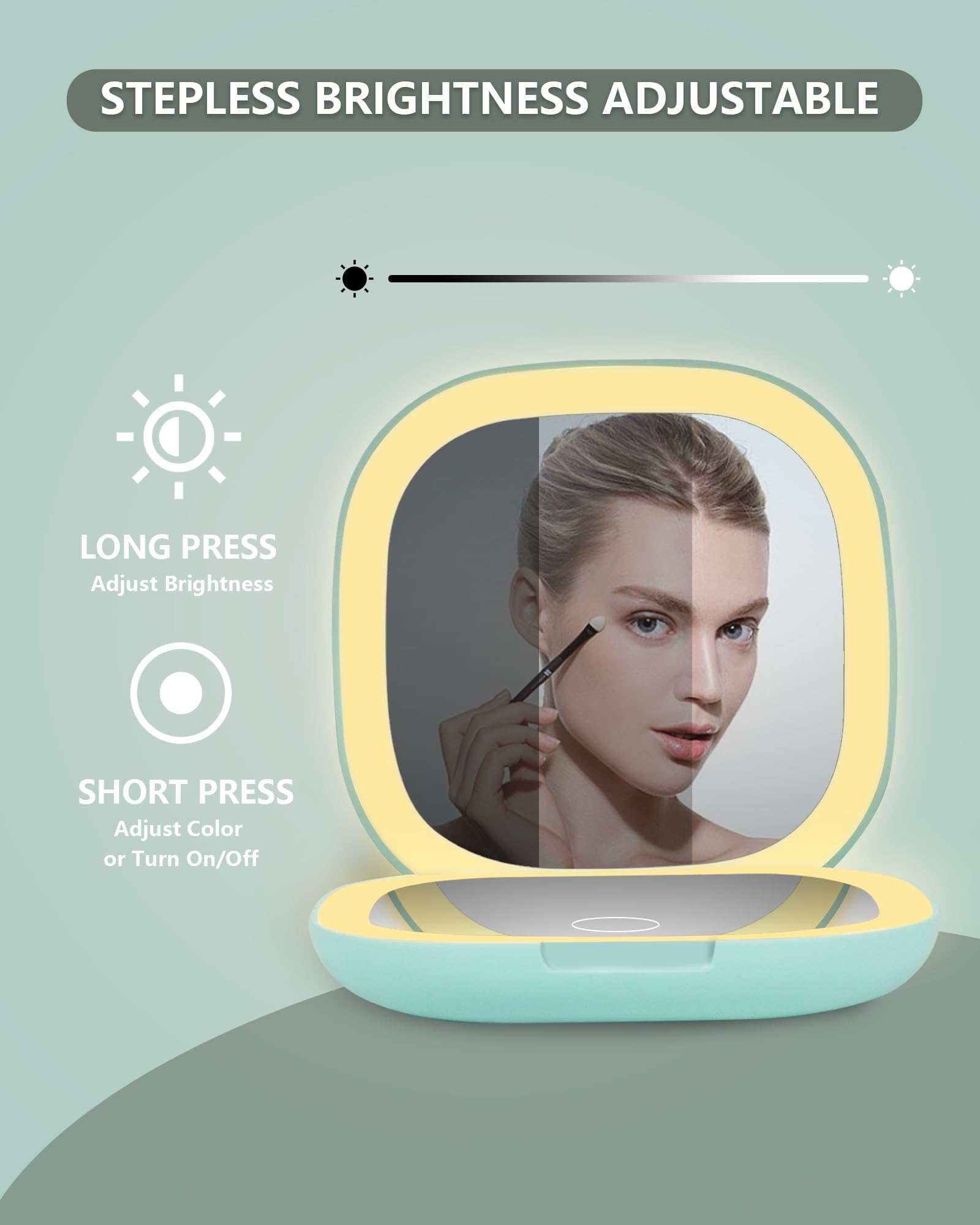 Dec.Metu Compact Mirror, 1X/5X Magnification Pocket Travel Makeup Mirror With Lights For Purse Rechargeable Small Handheld Mirro