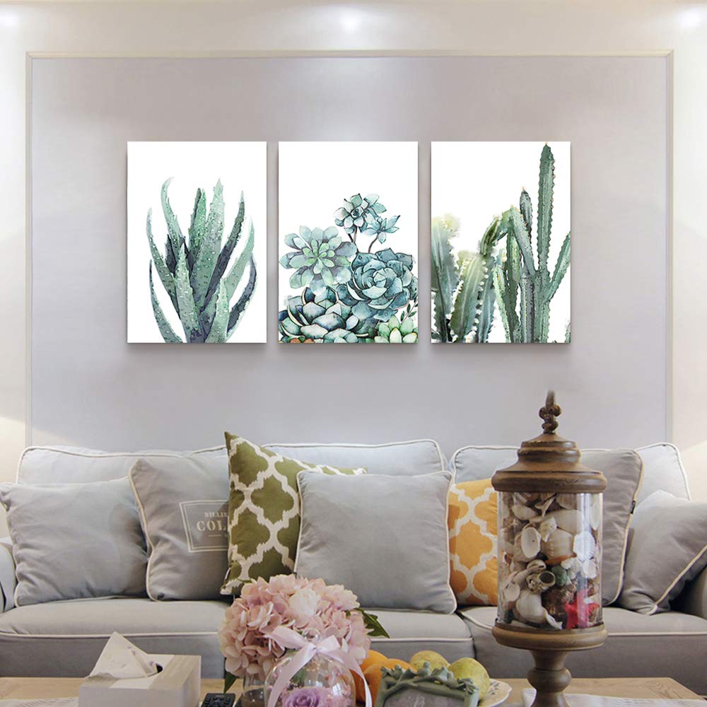 Canvas Wall Art For Living Room Bathroom Wall Decor For Bedroom Kitchen Artwork Canvas Prints Green Plant Flowers Painting 12'' X 16'' 3 Pieces Modern Framed Office Home Decorations Family Picture