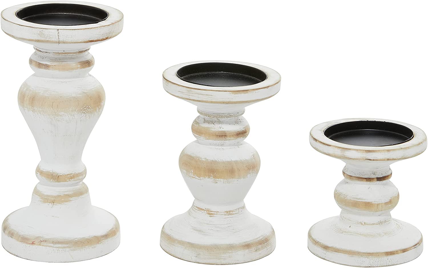 A Piece of Wood Candle Holder Dining Table Candle Stand Decorative Tealight Stand for Restaurant Offices Set of 3 with Distresse