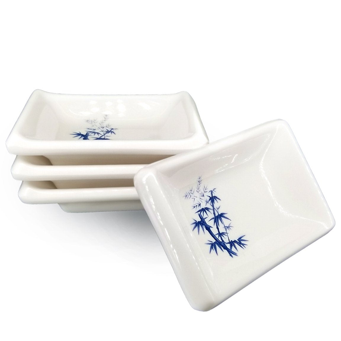 Happy Sales Hsdbbm4T, Melamine Sauce Dipping Bowls, Sauce Dishes, Set Of 4 Pc Tetragon, Bamboo
