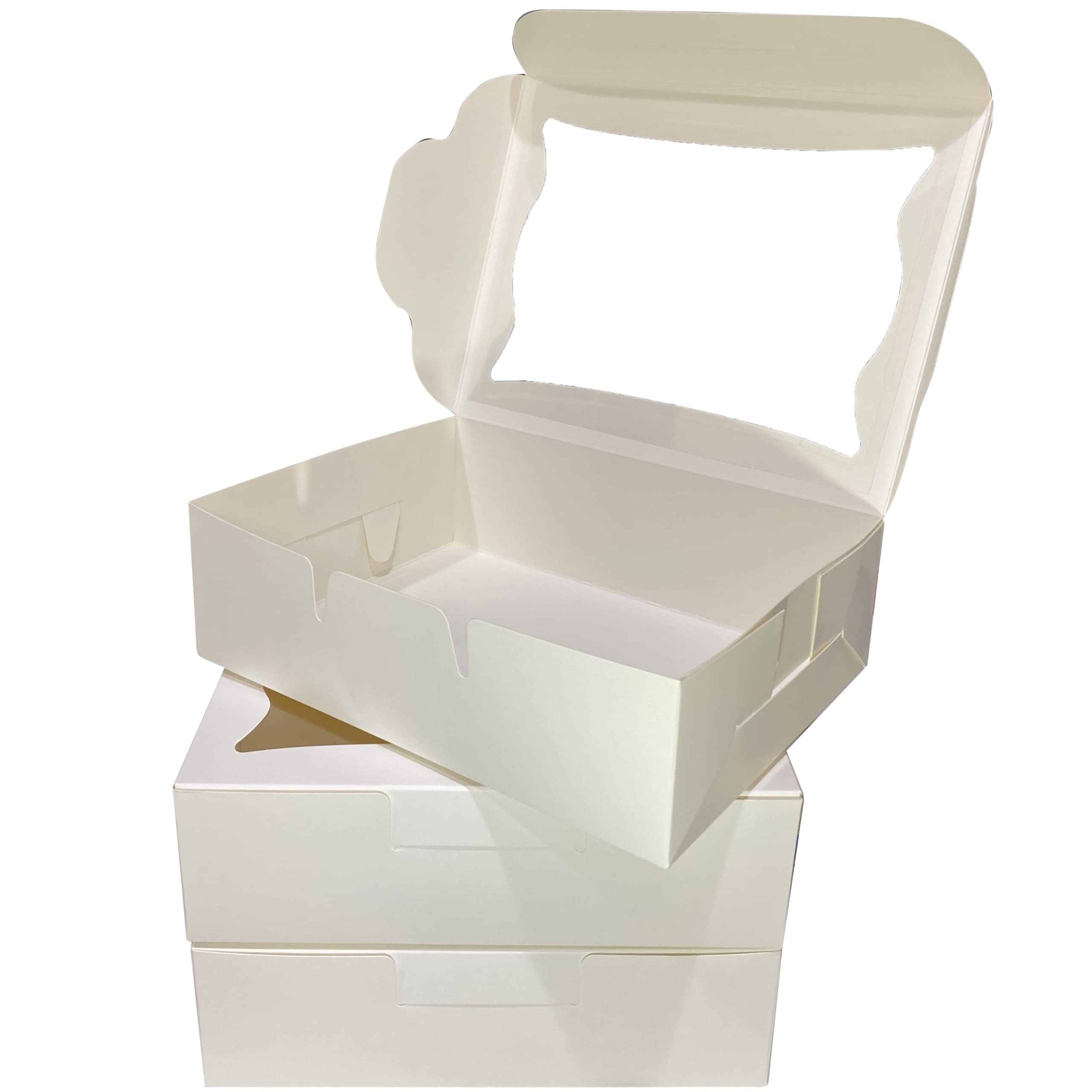 White Paper Bakery Boxes - 25-Pack Pastry Boxes with Window for Cookies, Chocolate Covered Strawberries, Macarons, and Muffins, 