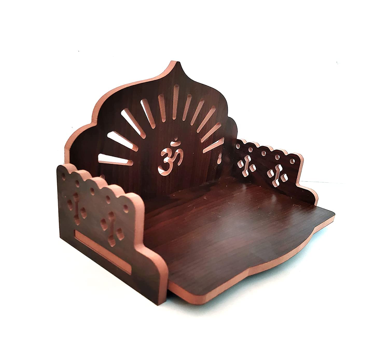 M Fashion Mantra Art Plywood Small Wooden Temple For Home Office And Shop/Sinhasan/Pooja Stand/Hindola (8.5 In * 6 In * 5.5 In)
