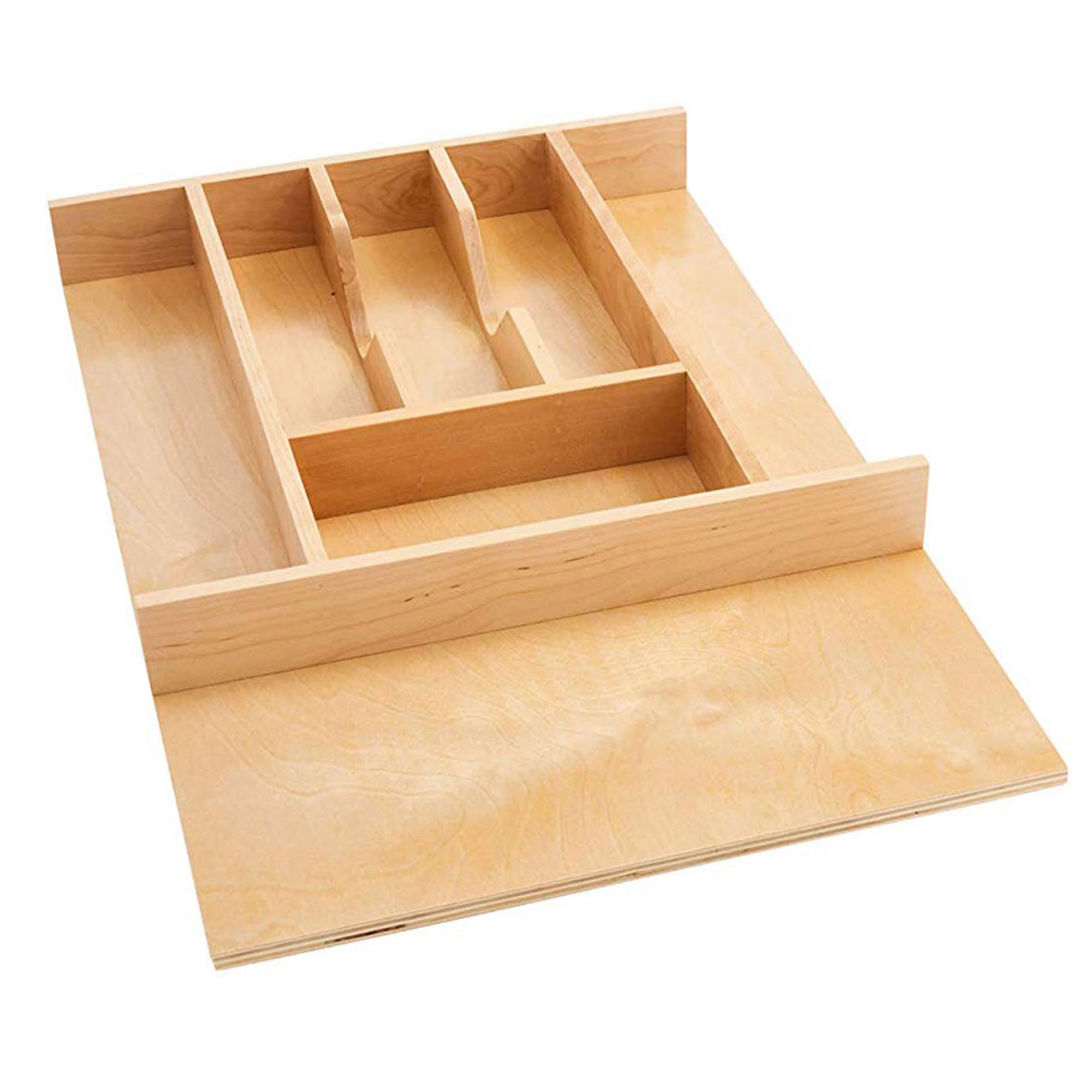 Rev-A-Shelf Trim-To-Fit Silverware Drawer Organizer For Kitchen Utensil Cutlery Cabinet Storage, Natural Maple Wood 7 Compartmen