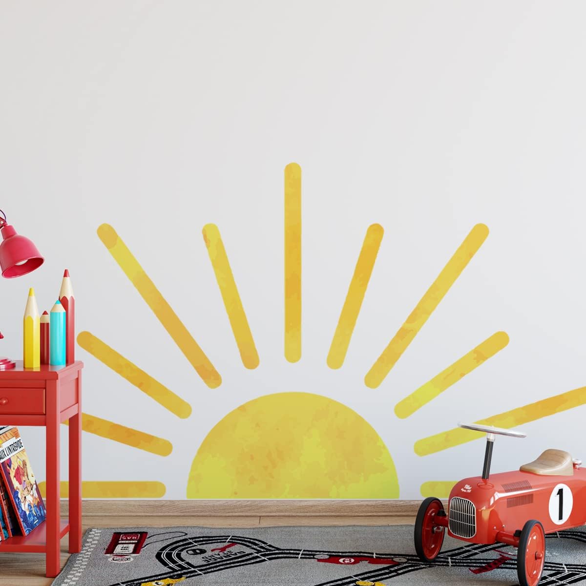 37 X37 Inch Boho Half Sun Wall Decals Removable Sunshine Wall Sticker Vinyl Peel And Stick Half Sun Decals Wall Art For Girls Ki