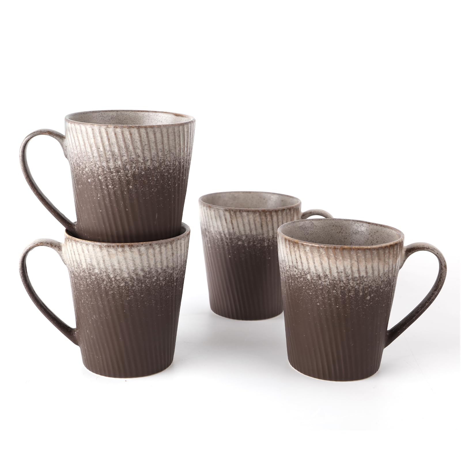 DOWAN Coffee Mugs Set of 4, 14 oz Ceramic Coffee Cups for Latte, Cappuccino, Tea & Hot Cocoa, Reactive Glaze Mugs Gift Set, Dish
