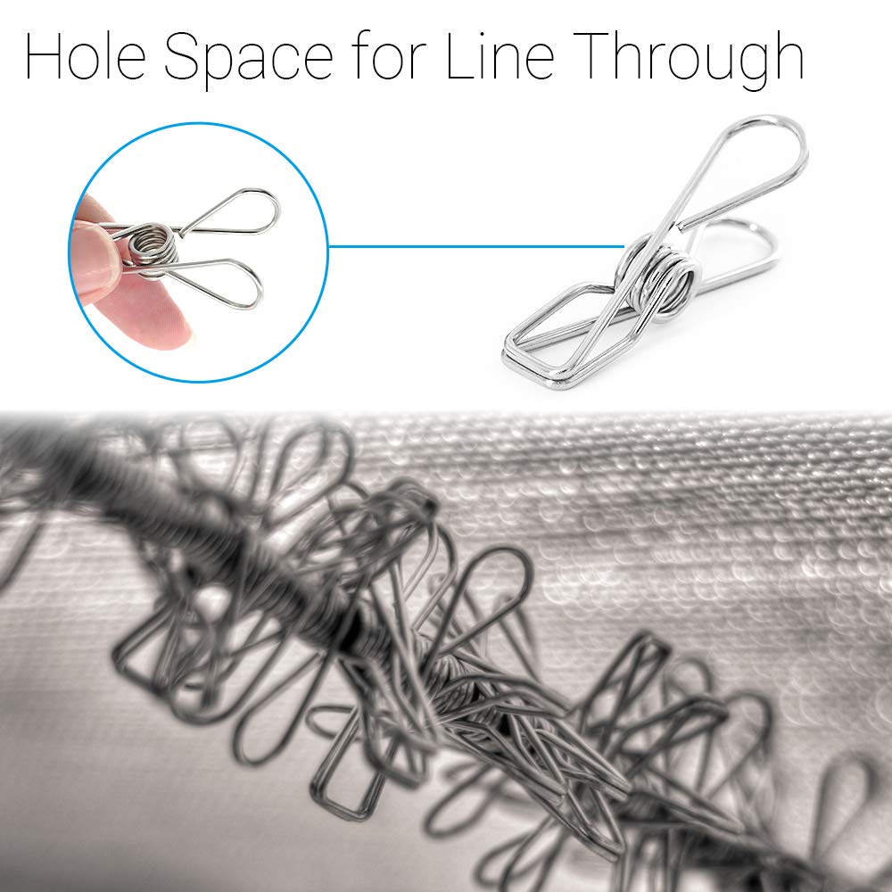 40 Pack Stainless Steel Small Clothes Pins Durable Clothes Pegs Multi-Purpose Metal Wire Utility Clips For Laundry Home Kitchen