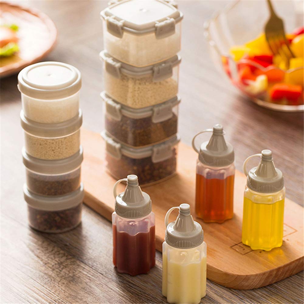 Gbrand 12 Pcs Mini Plastic Sauce Squeeze Bottle Seasoning Box Salad Dressing Containers Outdoor Barbecue Kitchen Accessories (Tr