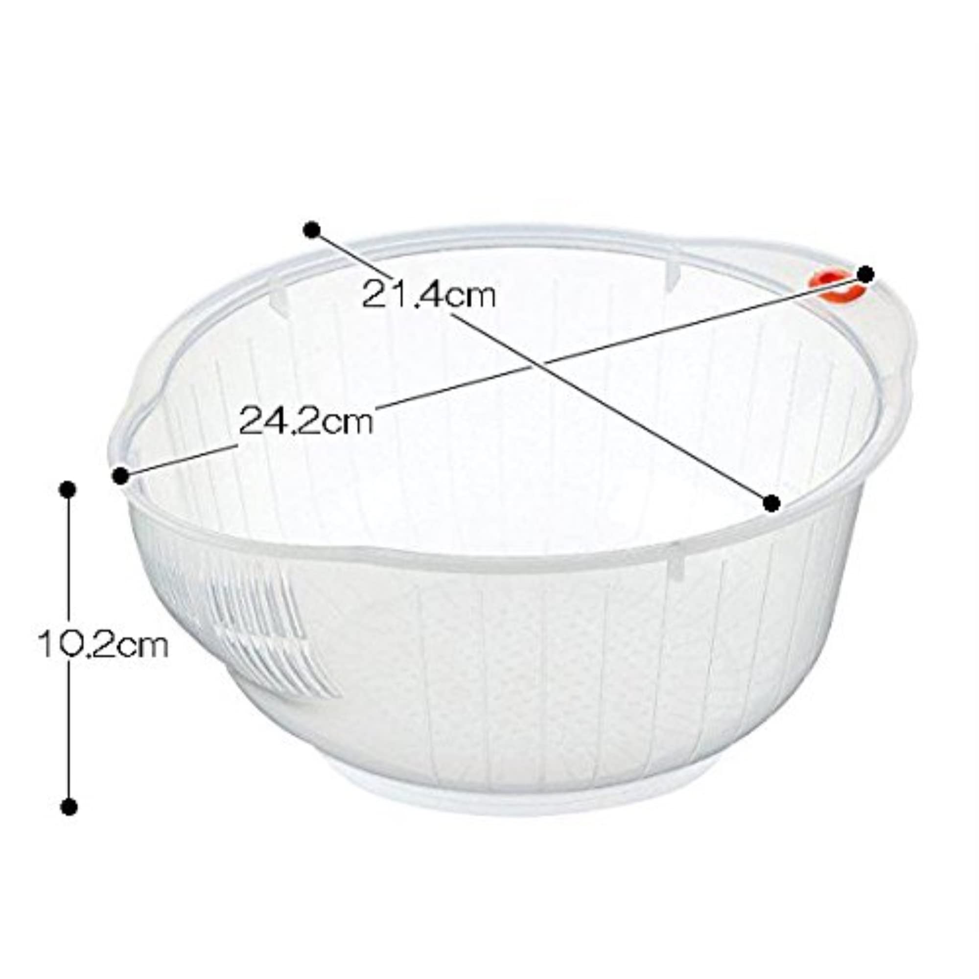 Inomata 2-Quart Plastic Rice Washing Bowl with Strainer - Clear, Model 80305