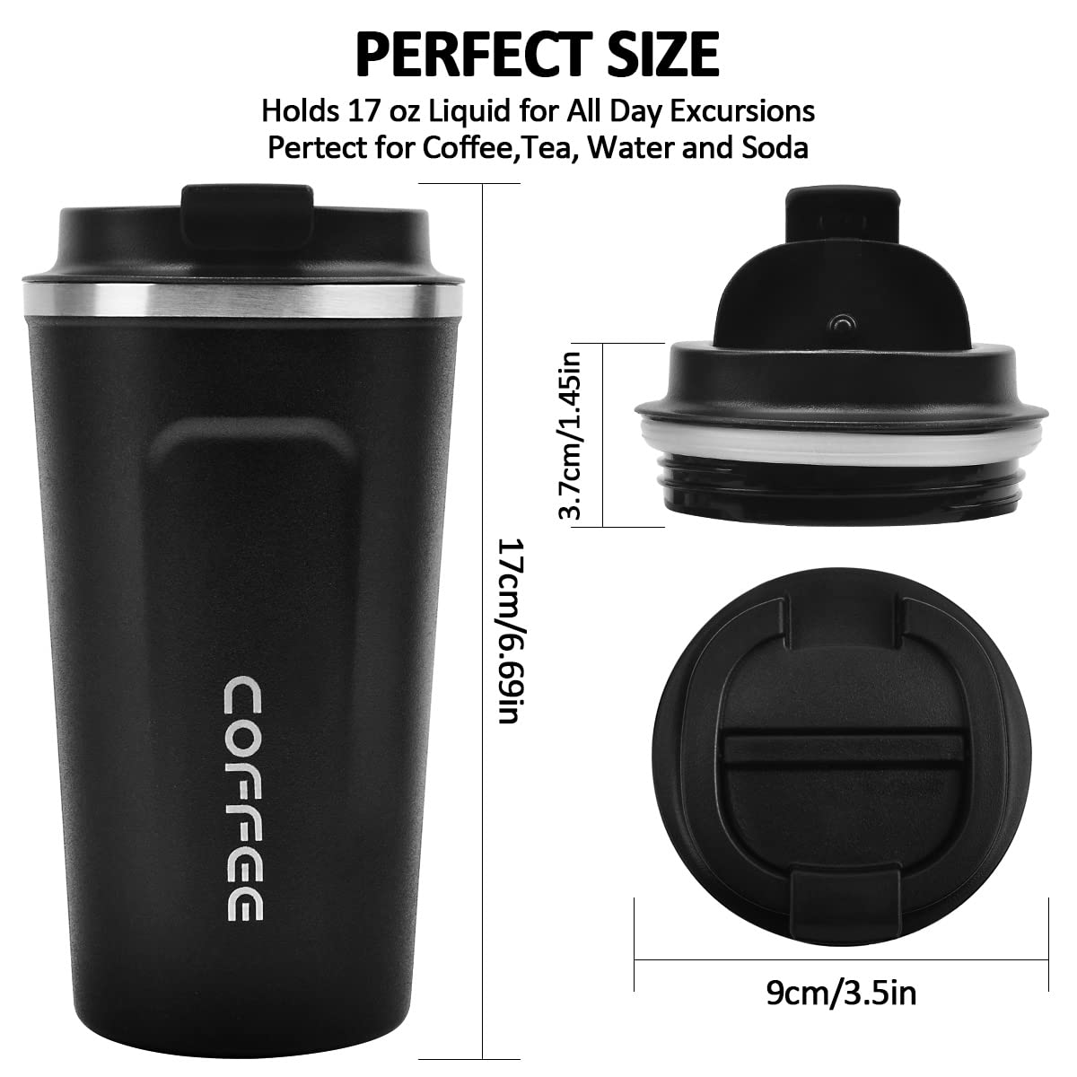 Momsiv 17Oz Travel Mug, Insulated Coffee Cup With Leakproof Lid, Vacuum Stainless Steel Double Walled Reusable Tumbler For Hot A