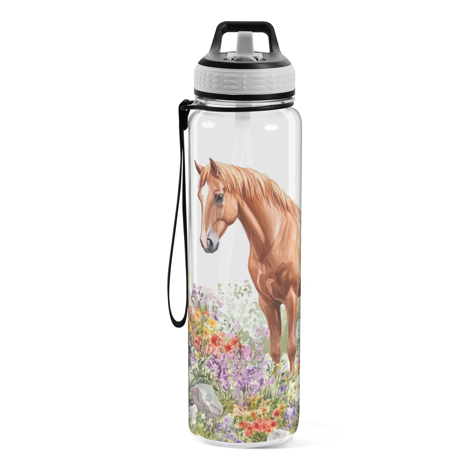 Eraedgza Brown Horse Clear Water Bottle 32 oz
