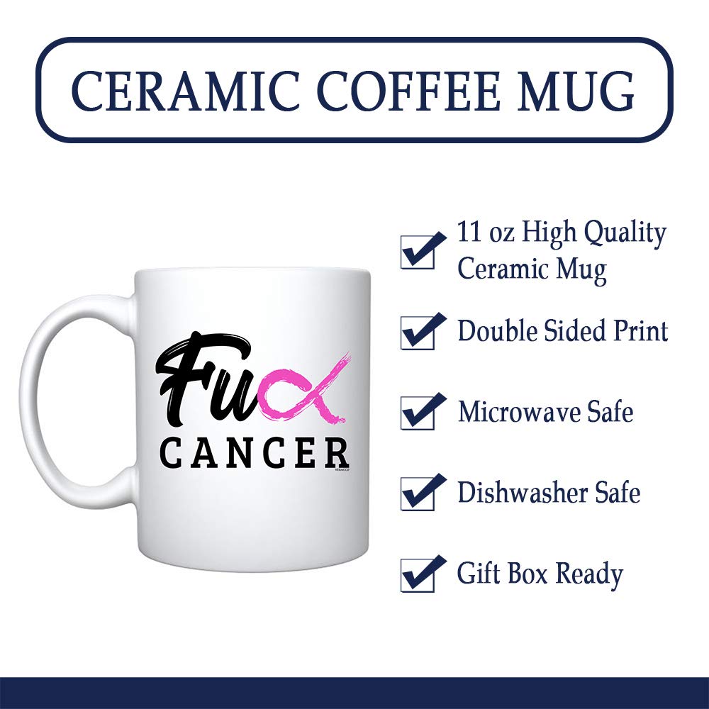 Veracco Fck Breast Cancer Awareness Pink Ribbon Motivational Faith Chemo Ceramic Coffee Mug