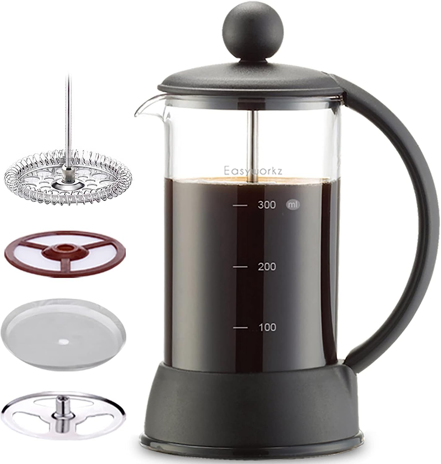 Easyworkz Eclipse French Press 12 Oz Coffee Tea Maker With Borosilicate Glass