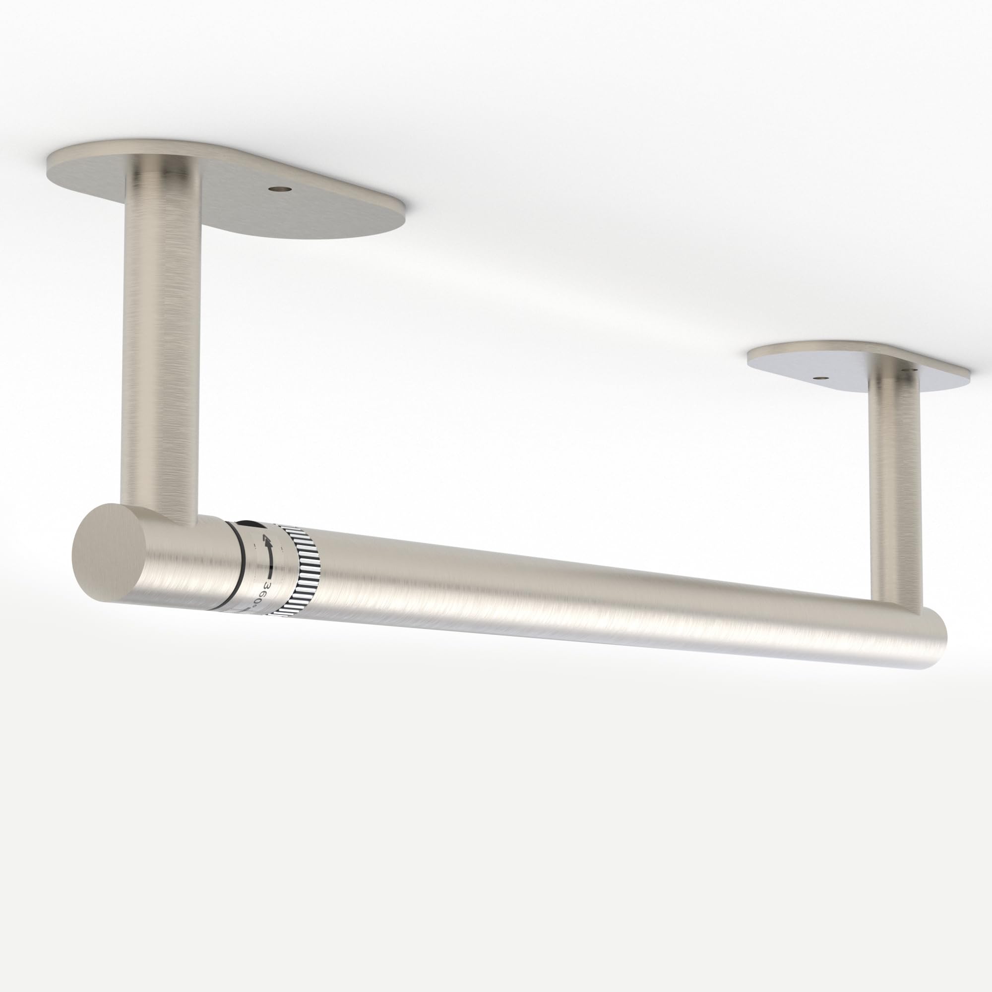 Ruacq Brushed Nickel Paper Towel Holder Self Adhesive Double Post Pivoting Round Base Under Cabinet Paper Towel Holder For Kitch