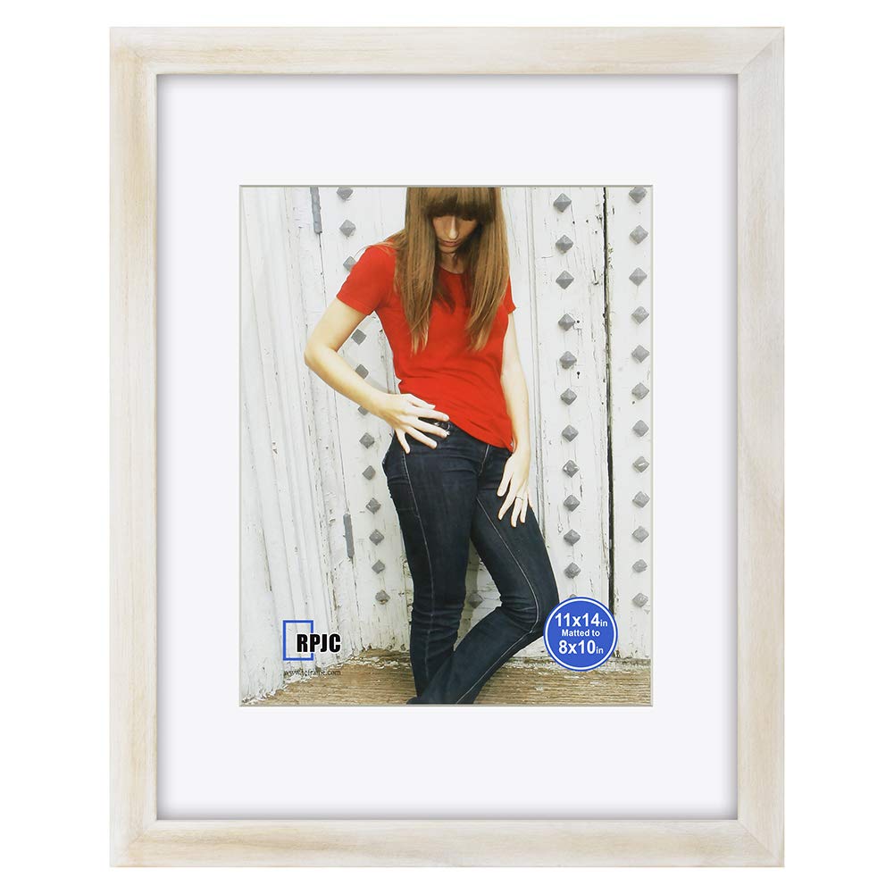 11x14 inch Picture Frame Made of Solid Wood and High Definition Glass Display Pictures 8x10 with Mat or 11x14 Without Mat for Wa