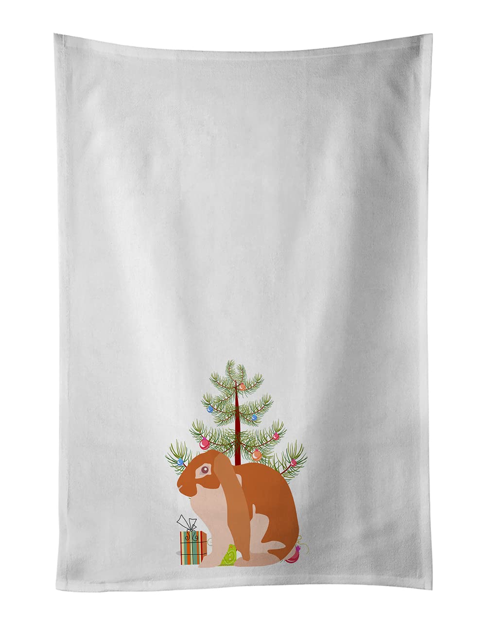 English Lop Rabbit Christmas White Kitchen Towel Set of 2