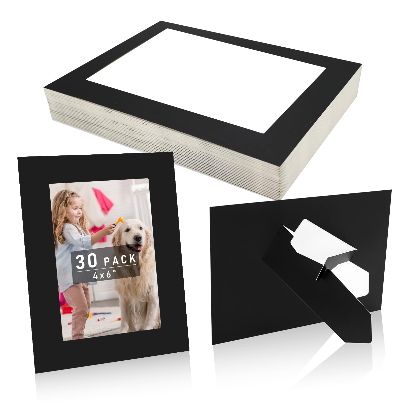 30 Pack Paper Picture Frames 4X6,Black Standing Cardboard Photo Frame With Easel,Paper Photo Frame Cards,Gallery Frames Bulk For
