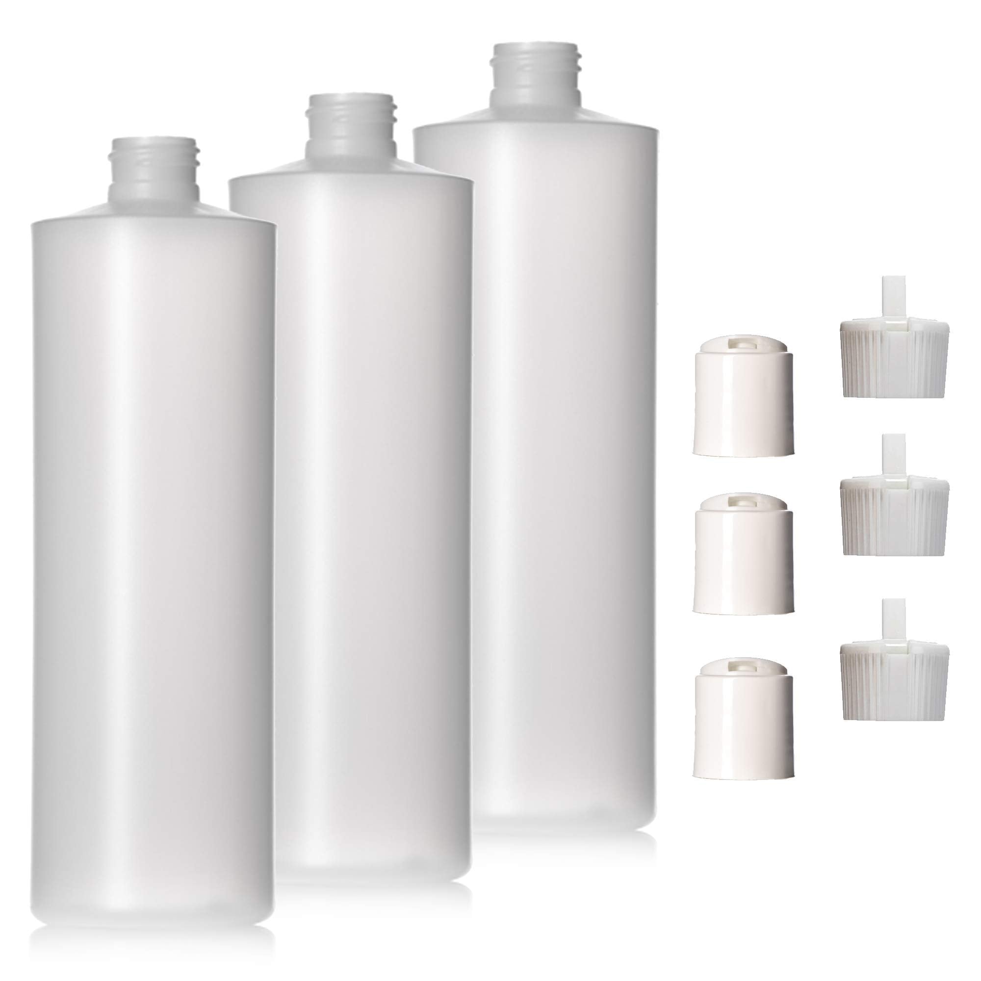 Aromine 8Oz Natural Color Hdpe Squeeze Bottles With Disc Cap And Squirt Cap (3 Pack) (8Oz)