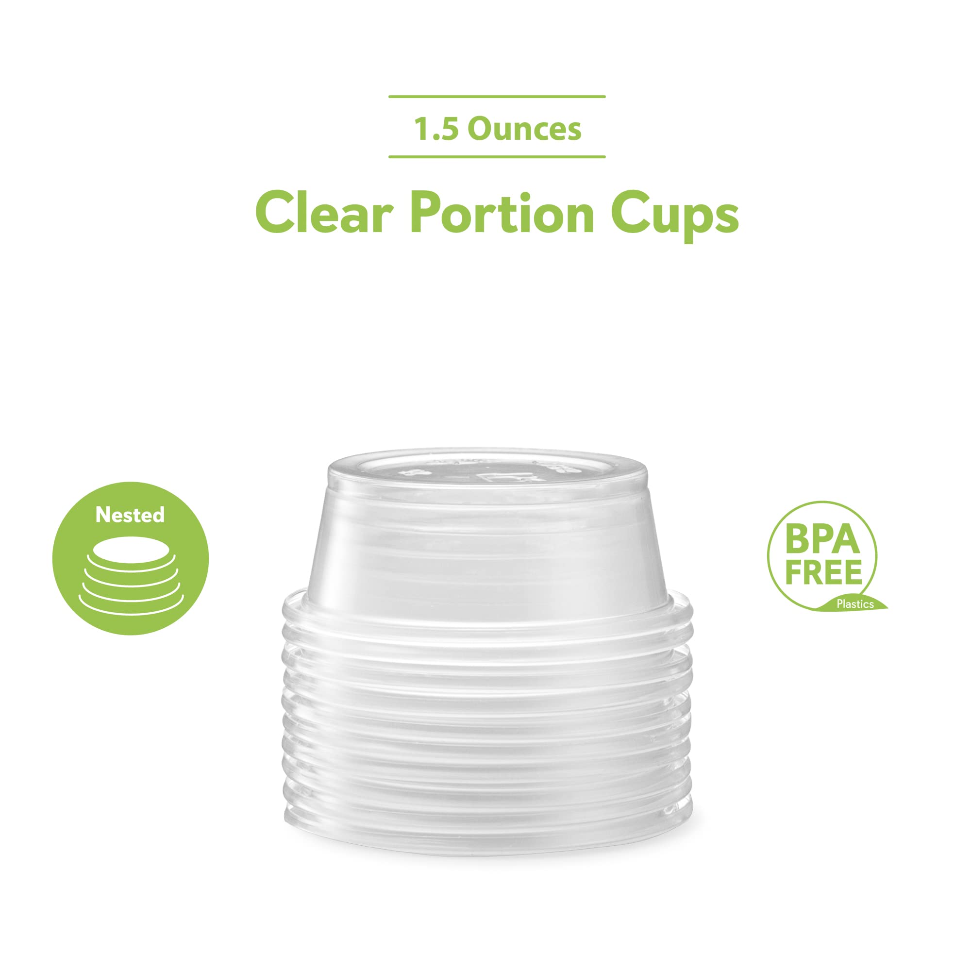 {1.5 Oz,200 Cups} Clear Diposable Plastic Portion Cups No Lids, Small Mini Containers For Portion Controll, Jello Shots, Meal Pr