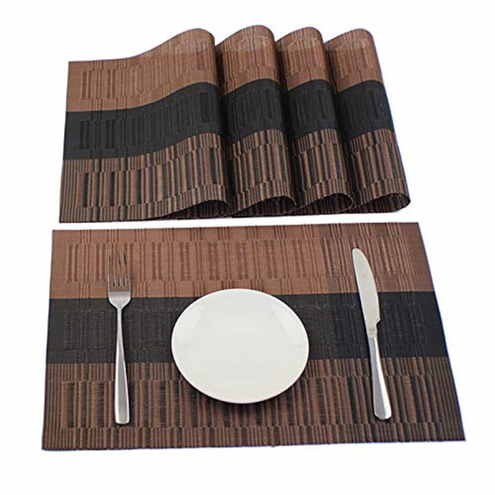 PVC Dining Table Placemats Set  Heat Resistant Washable NonSlip Place Mats for Dining Table, Woven Vinyl Stain Resistant Table