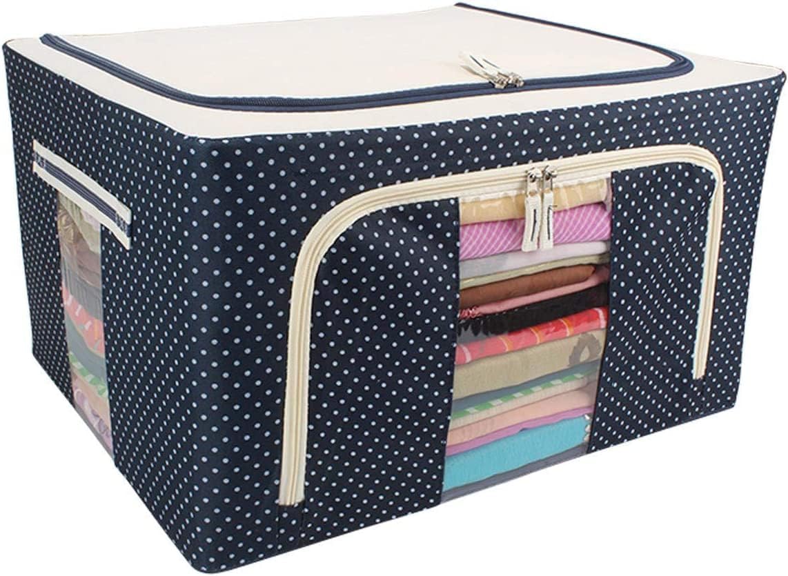 Tinkdas 66 Liter Large Capacity Clothes Storage Bag, Foldable Steel Frame Clothes Organizer Storage Box, Storage Bag For Wardrob