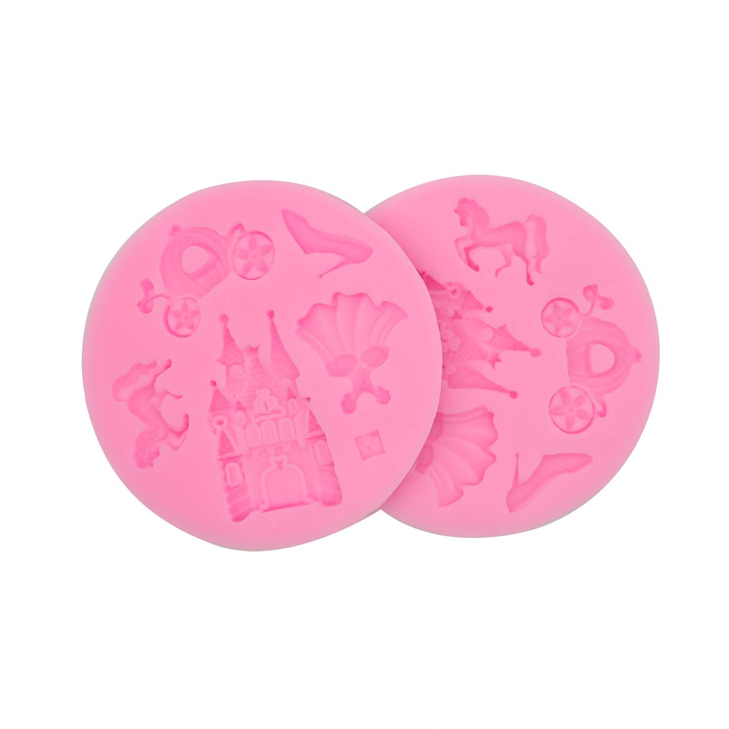 Hengke 2 Pcs Silicone Fondant Mold Children'S Castle Mould Jelly Sugar Chocolate Fondant Silicone Molds For Sugarcraft Candy Cup