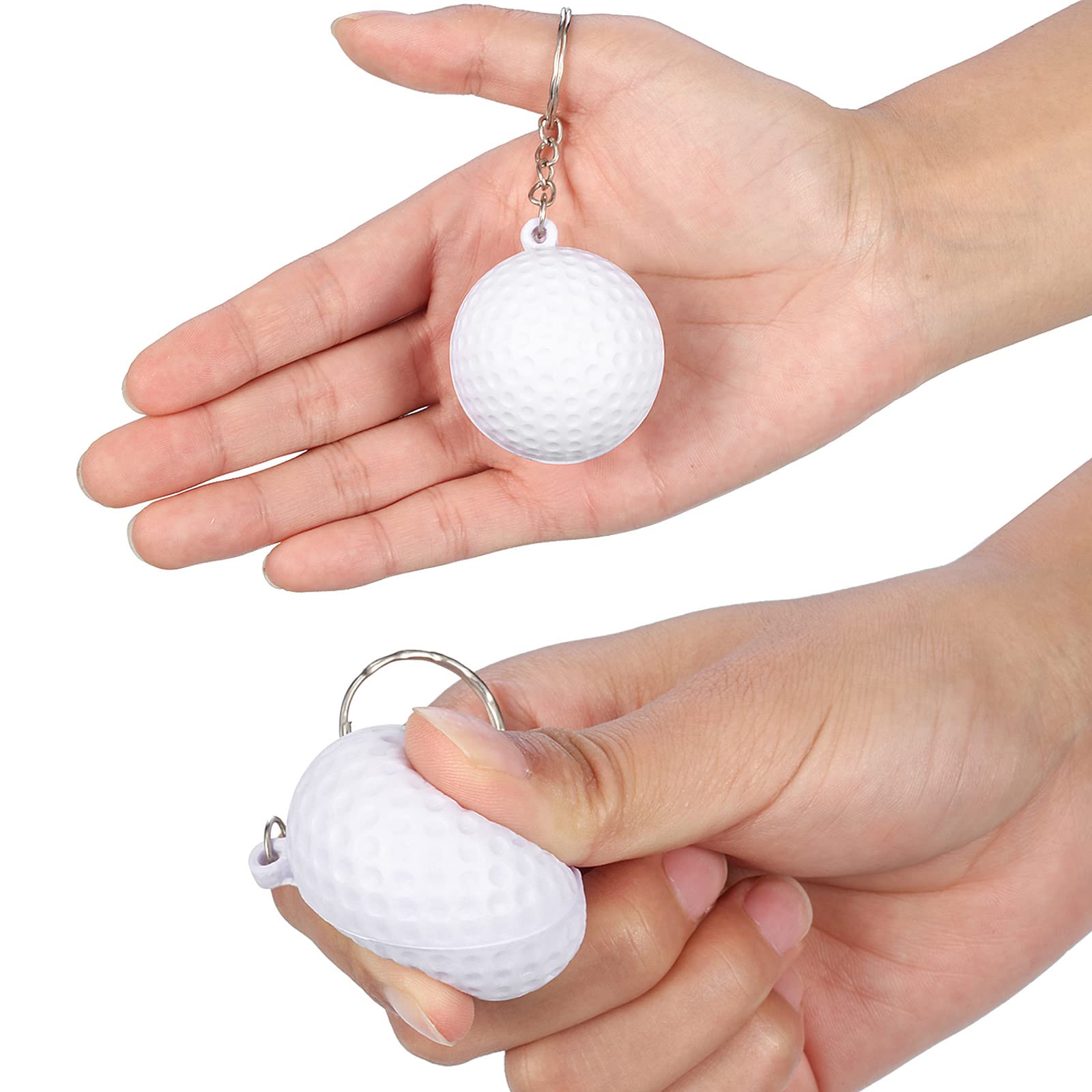 Blulu 20 Pack White Golf Ball Keychains For Party Favors, School Carnival Reward, Party Bag Gift Fillers (Golf Ball Keychains, 2