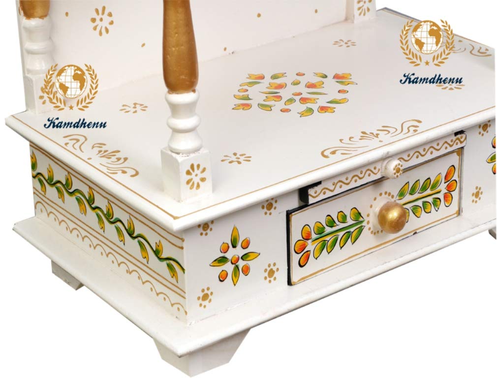 Kamdhenu Art And Craft Wood Home Temple (18 X 12 X 24 Inch, White)