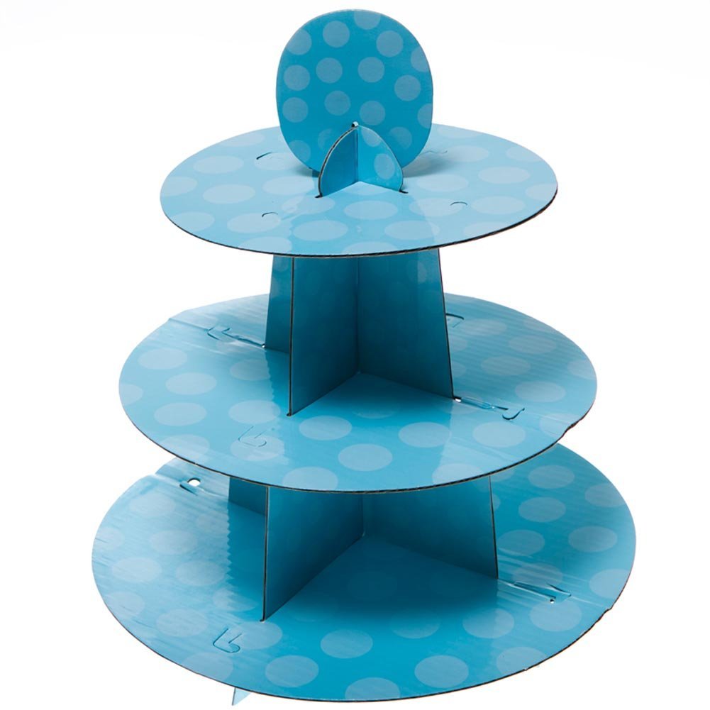 Unique Polka Dot Cardboard Cupcake Stand  13.5'' x 11.75''  Baby Blue