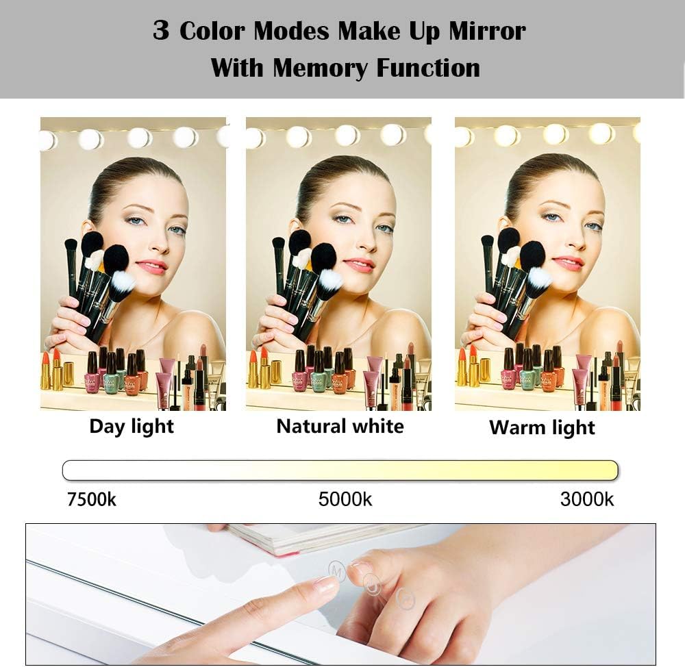 Despful Vanity Mirror Makeup Mirror With Lights,31.5''X 23.6'' Large Hollywood Lighted Vanity Mirror With 18 Dimmable Led Bulbs,