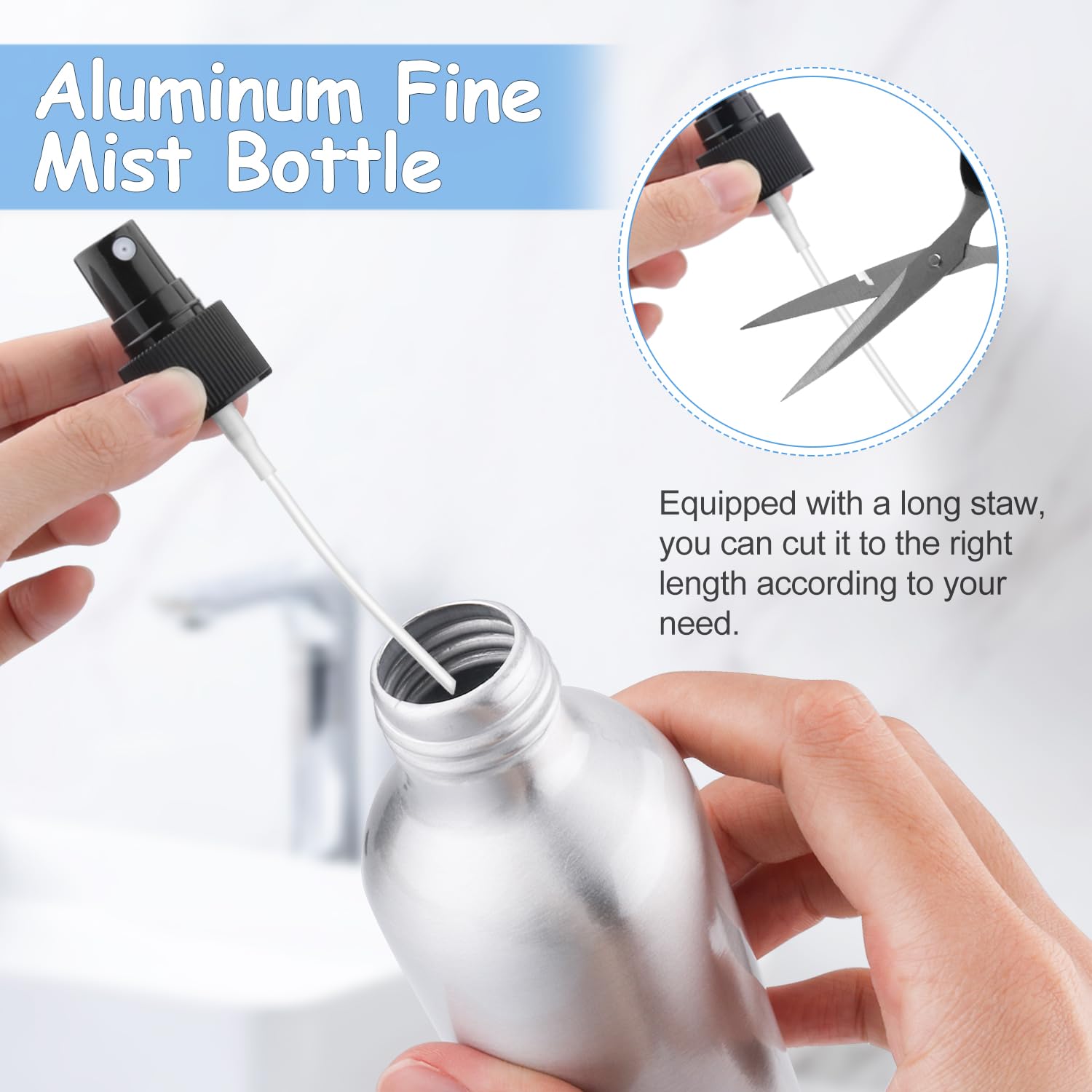 Dmuuudm 4-Pack 8Oz Aluminum Fine Mist Spray Bottles,Empty Metal Atomizer Bottles With Press Pump&Lids,Perfume Spray Bottles Cosm