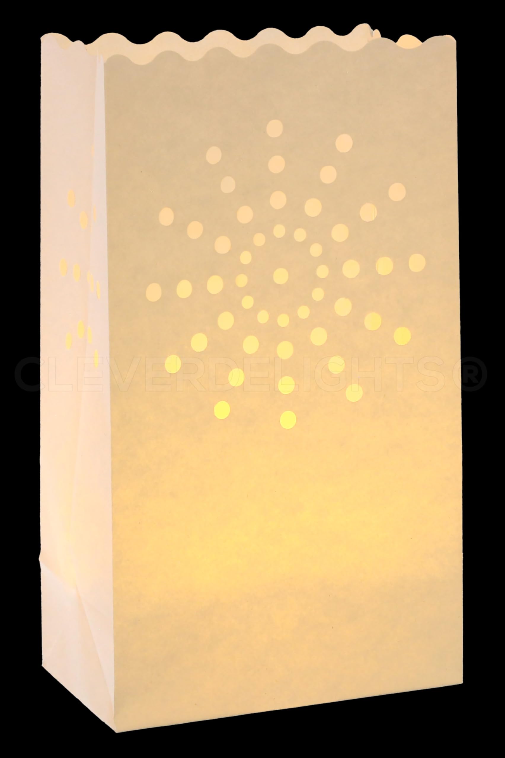 CleverDelights White Sunburst Luminary Bags - 50 Count - Wedding Party Christmas Holiday Luminaria