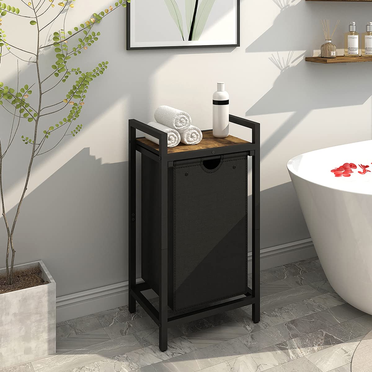 LAATOOREE Laundry Hamper  Two-Color Laundry Basket with Removable Laundry Bag and Top Shelf  Clothes Hamper for Samll Space Laundry Room  Bedroom  Bathroom