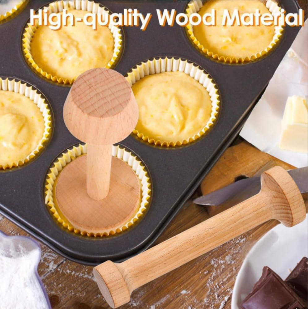Pofuierkn Double Sided Wooden Tart Tamper Set Tart Pan Wooden Molds Egg Tarts Tamper Pastry Tools Diy Baking Shaping Kitchen Too