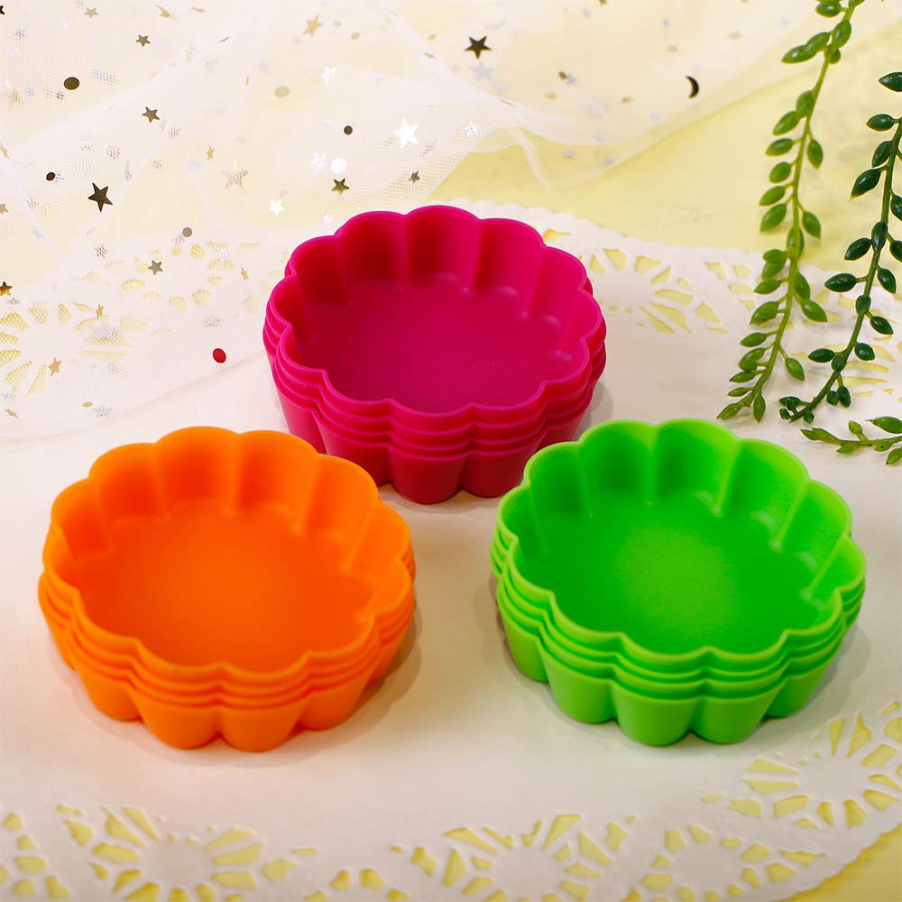Webake Silicone Mini Tart Pan Non-Stick Mini Quiche Molds Holiday Small Pie Baking Pan 3-1/4 Inch Tart Mold, Wax Melt Liners Ind