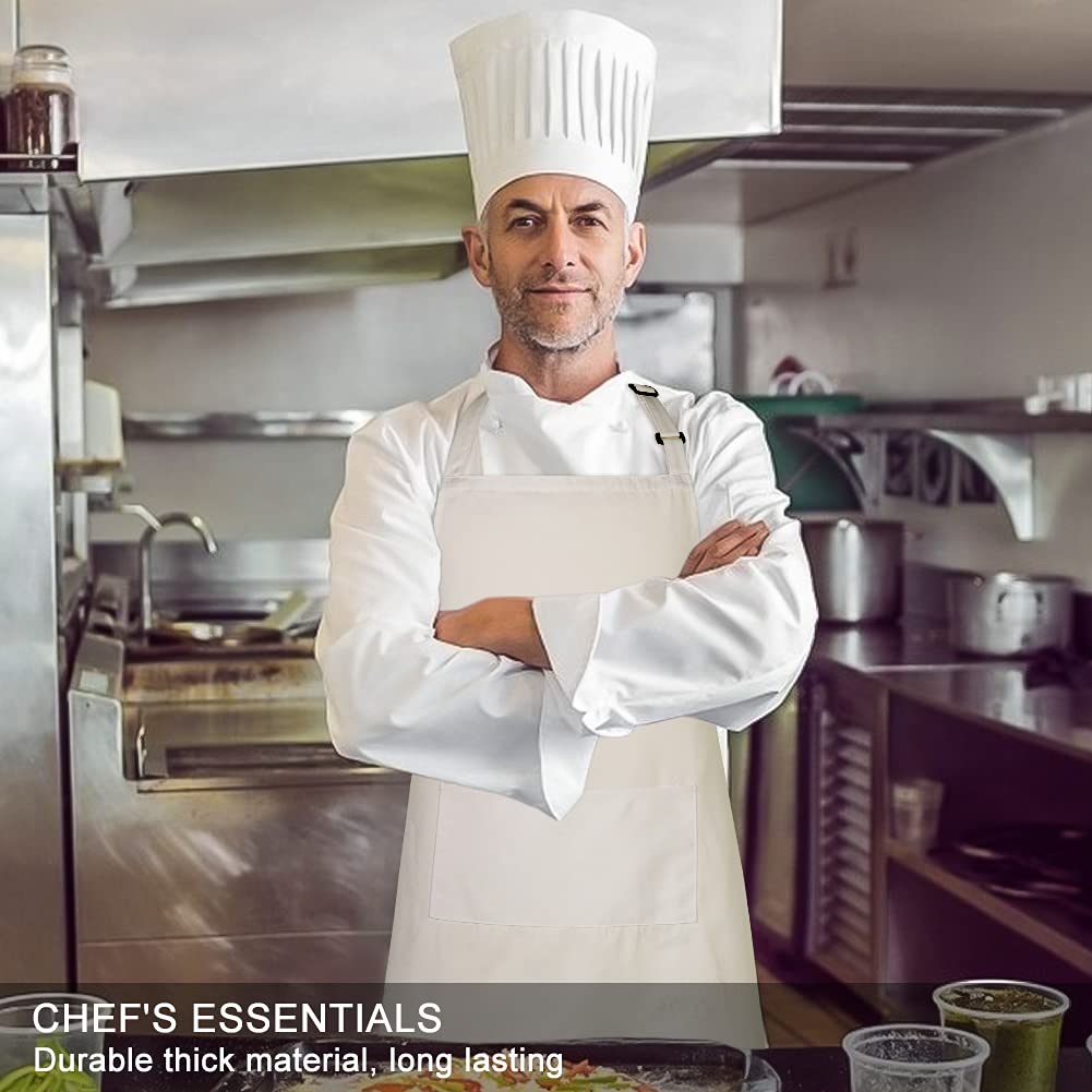 Jubatus 2 Pack 100% Cotton Aprons With 2 Pockets Cooking Chef Kitchen Adjustable Bib Apron For Women Men, Beige