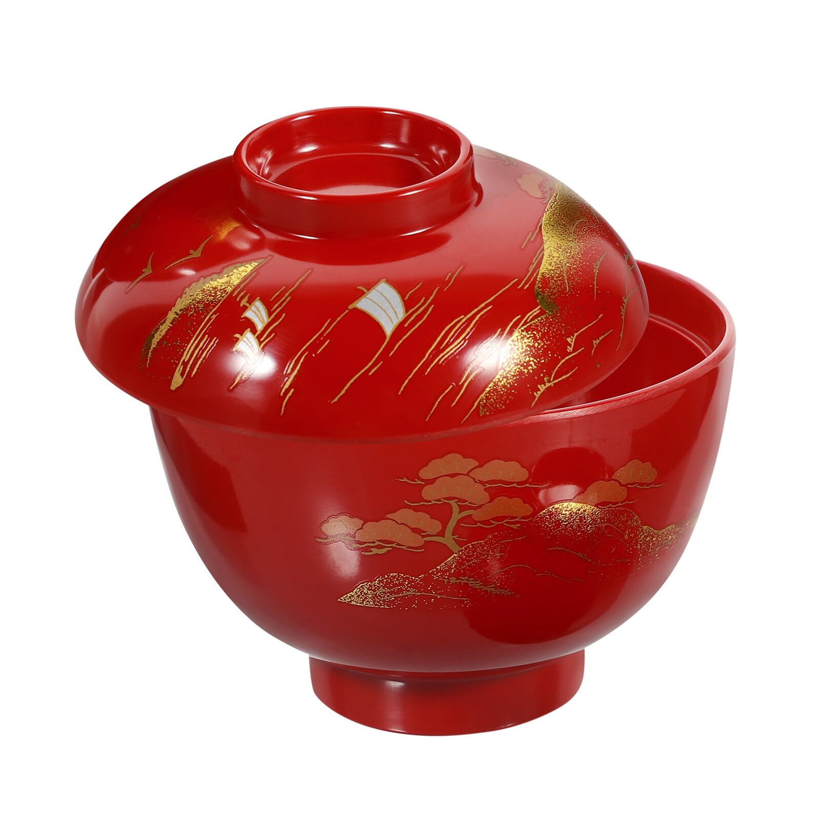 Kichvoe Japanese Miso Soup Bowl with Lid 4.33 Inch Traditional Noodle Rice Soup Serving Bowl Food Storage Container for Home Use