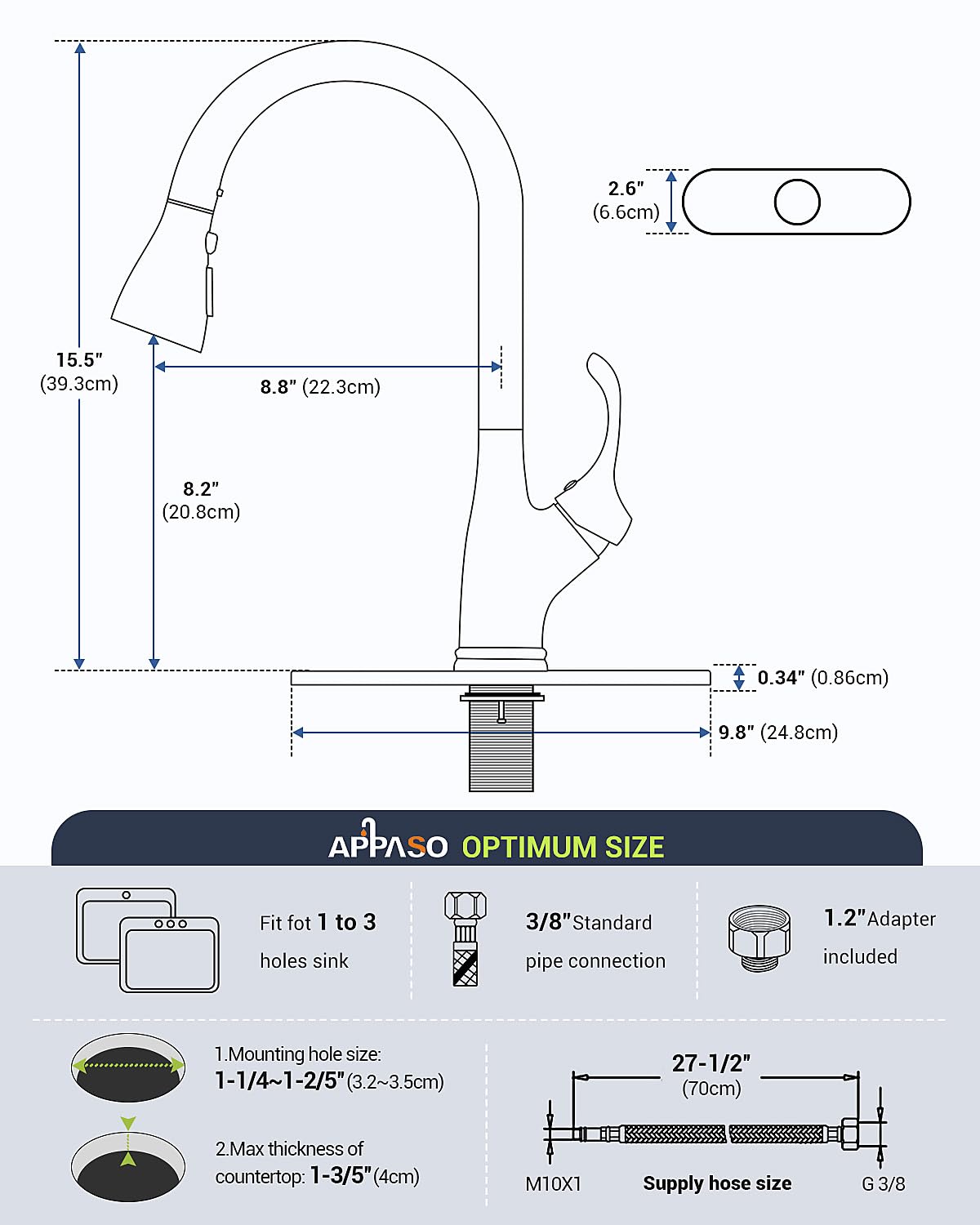 Appaso Kitchen Faucet With Pull Down Sprayer Oil Rubbed Bronze, Single Handle High Arc Pull Out Spray Head Kitchen Sink Faucet W