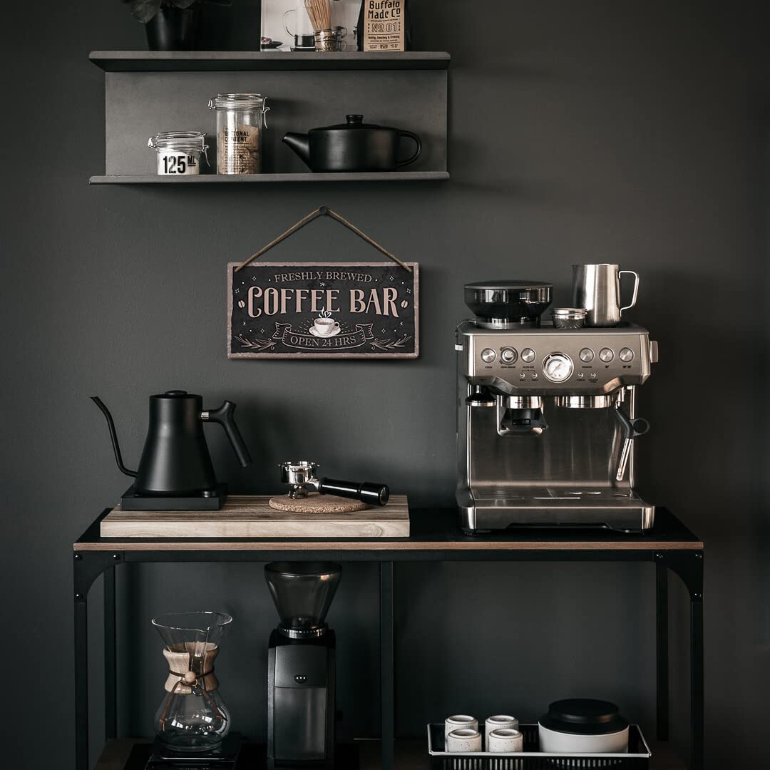 Heuhuww Freshly Brewed Coffee Bar Sign 6x12 Retro Plaques for Coffee Bar Corner Shop Kitchen Dining Room,Gifts for Friends-Brown