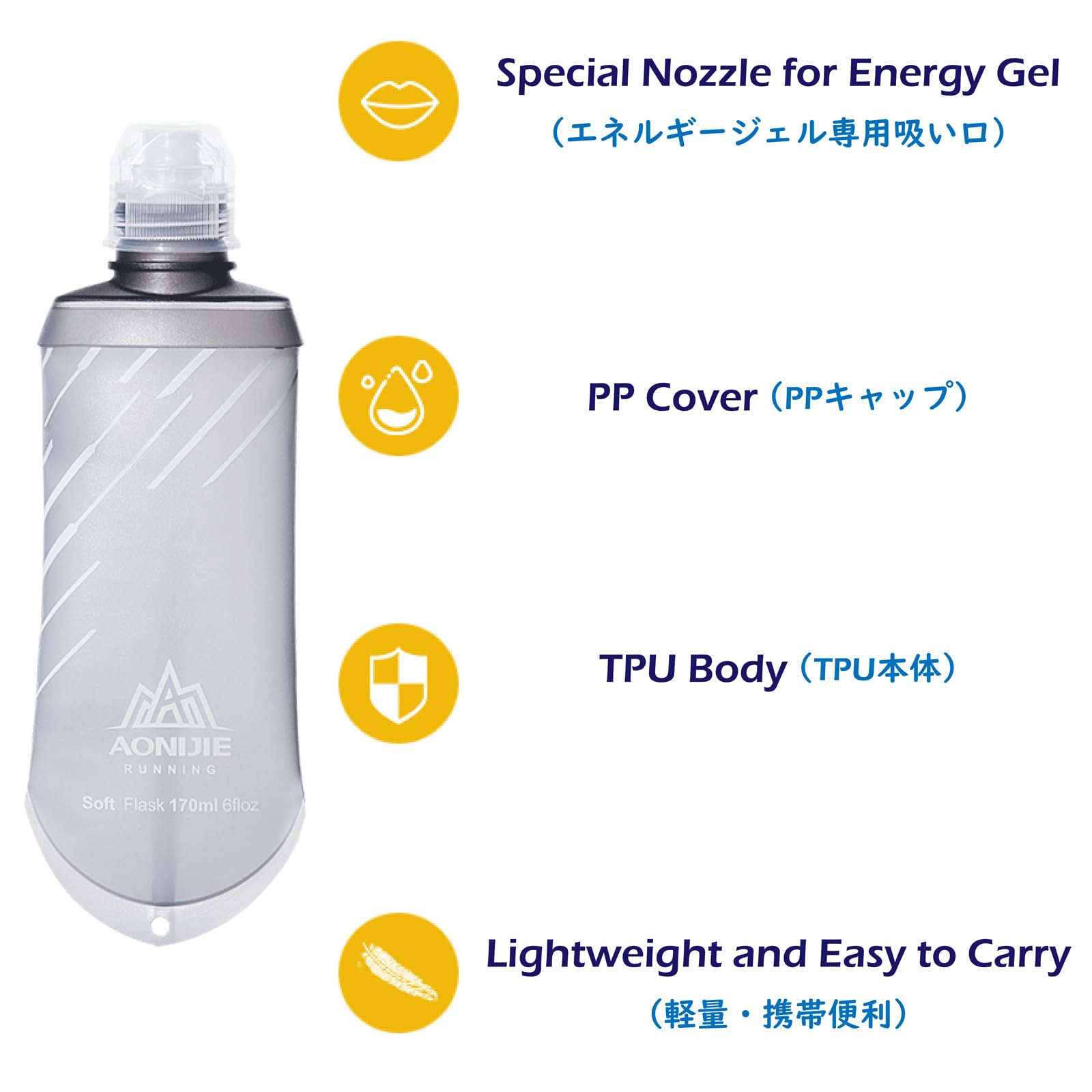 Triwonder Water Bottles Tpu Soft Flasks Collapsible Running Flasks For Hydration Pack Backpack Hiking Cycling (170Ml/5.75Oz)