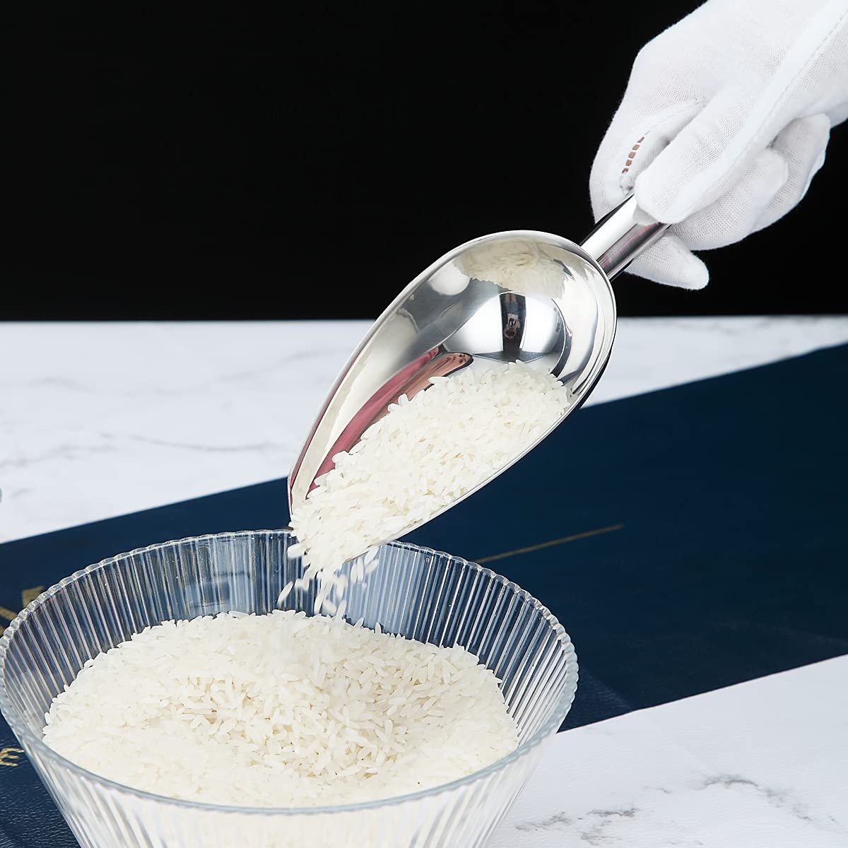 Berglander Stainless Steel Ice Scoop 6 Oz, Metal Ice Scooper For Ice Maker, Multipurpose For Candy Kitchen Bar Party Wedding Pet