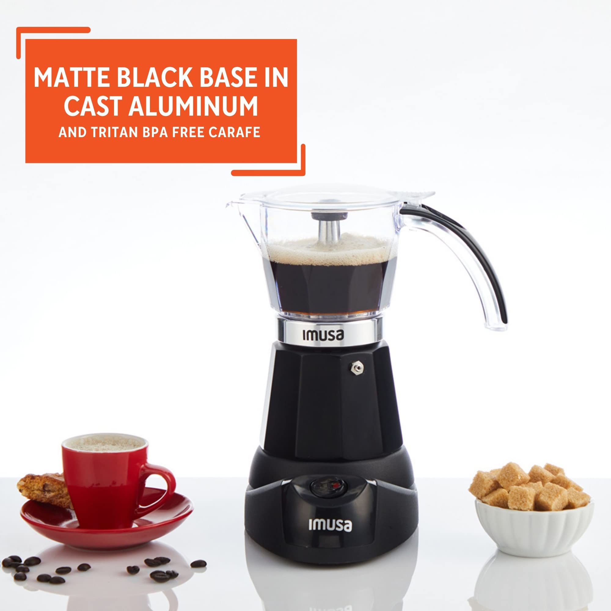 Imusa 6 Or 3Cup Electric Espresso Maker, Black