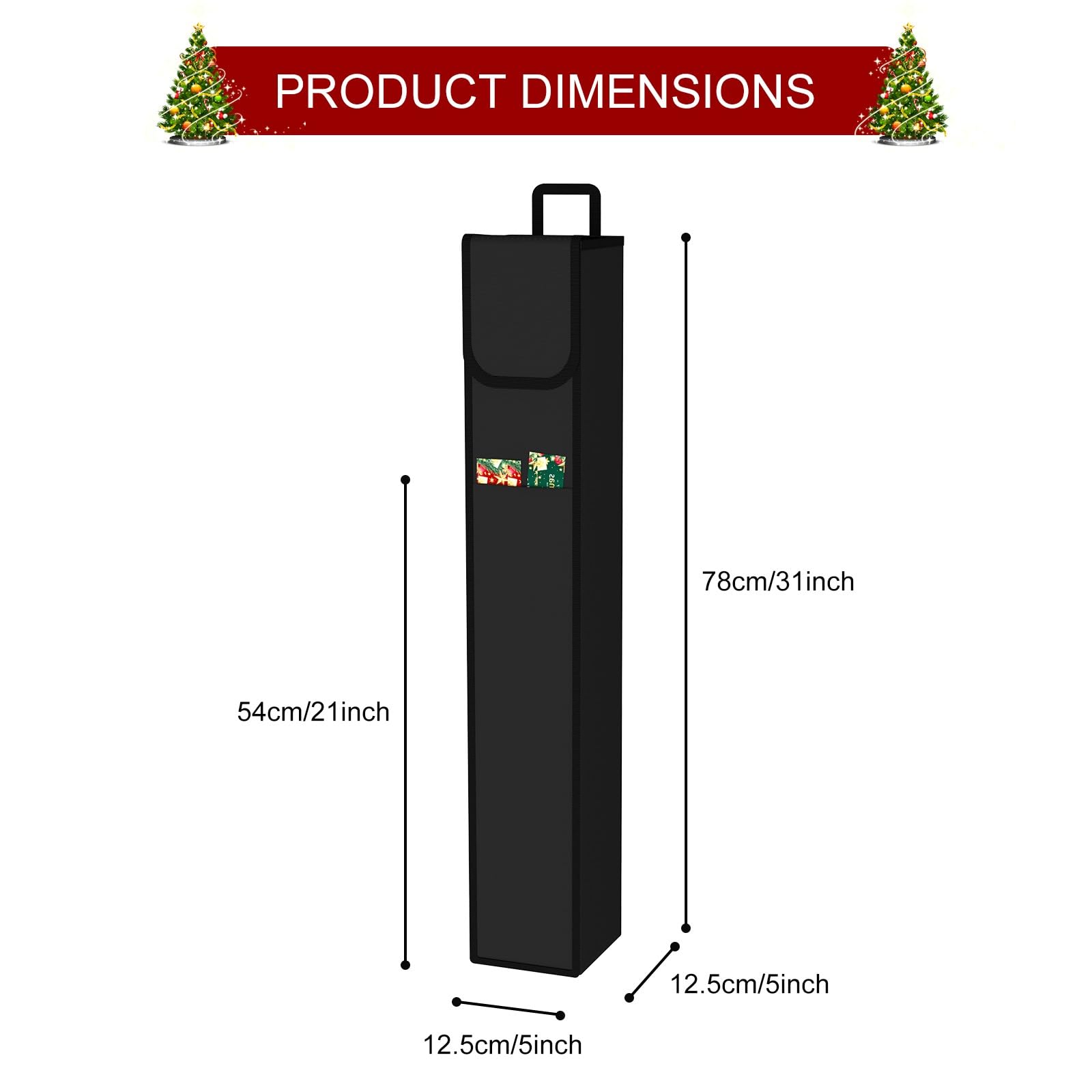 Demao Wrapping Paper Storage Bag 31'', Gift Wrapping Paper Organizer Storage Containers With Pocket For Crafts Poster Tools, Chr