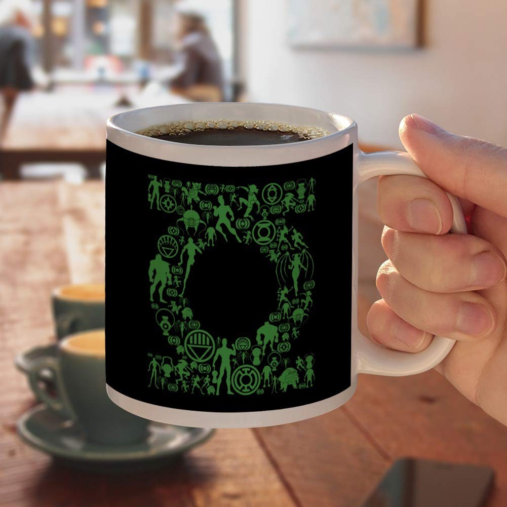 Green Lantern Green Lantern Icons Logo Ceramic Coffee Mug, Novelty Gift Mugs For Coffee, Tea And Hot Drinks, 11Oz, White