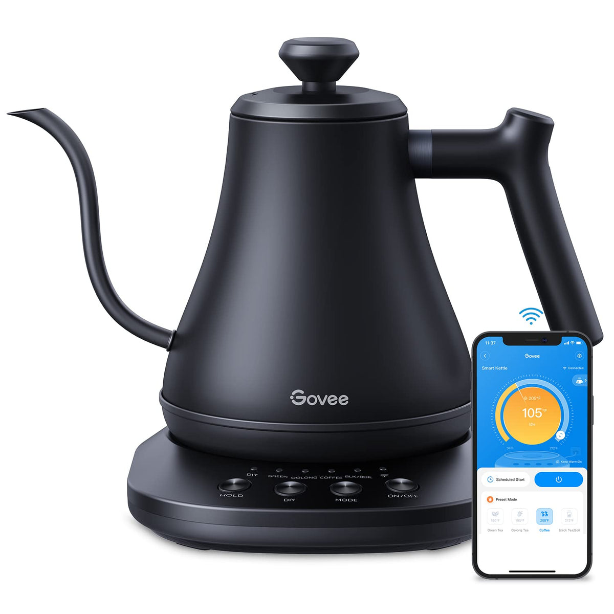 Govee Smart Electric Kettle, Wifi Variable Temperature Gooseneck Pour Over Kettle And Tea Kettle, Alexa Control, 1200W Quick Hea