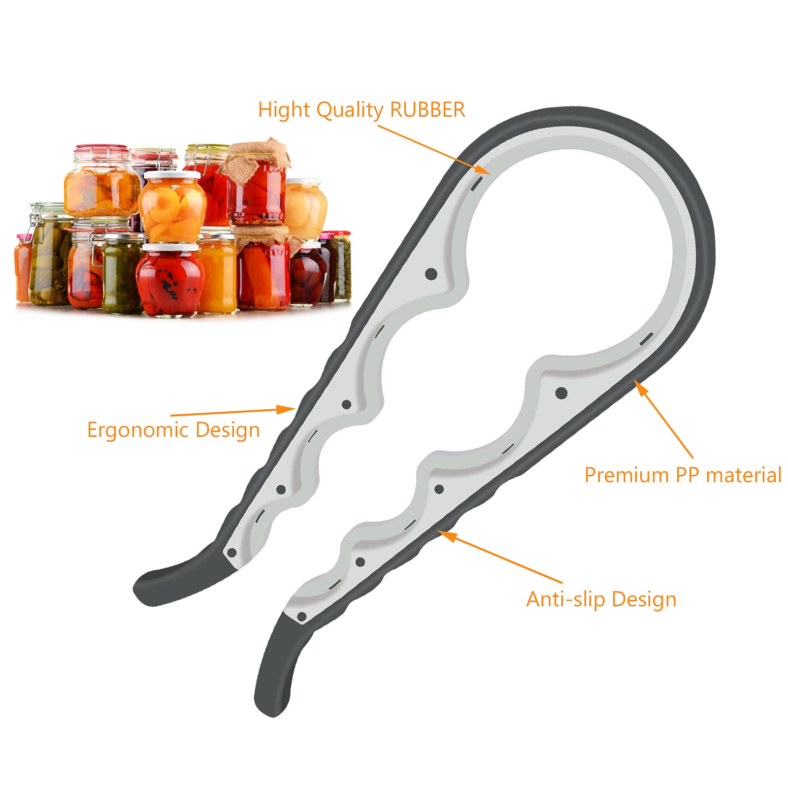 Jar Opener Bottle Opener For Weak Hands, 5 In 1 Multi Function Can Opener Bottle Opener Kit With Silicone Handle Easy To Use For