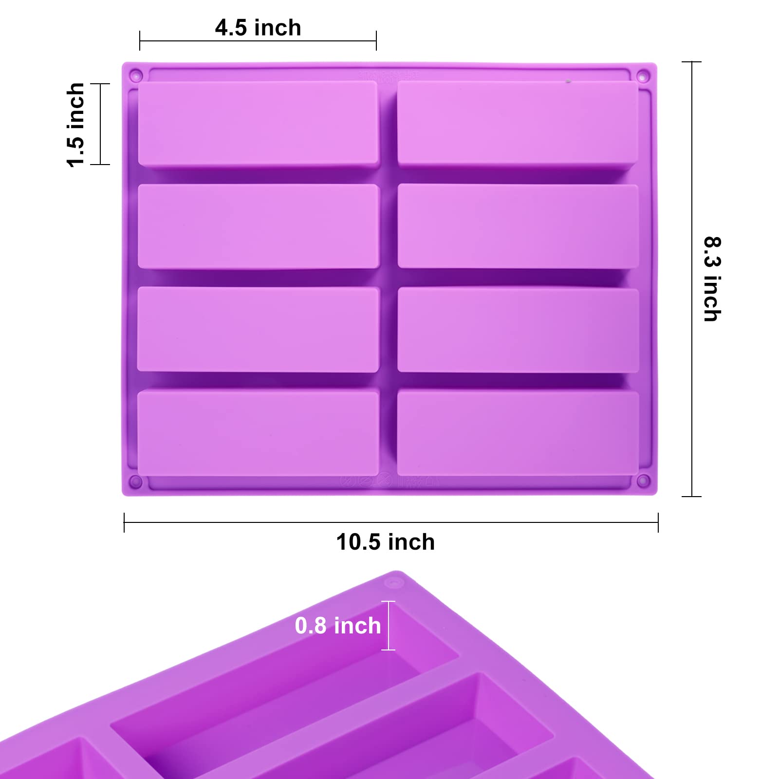 3 Pack Granola Bar Mold Silicone Mold,8 Cavity Rectangle Energy Bar Mold,Cereal Bar Molds For Ganache, Chocolate Bar, Truffles,