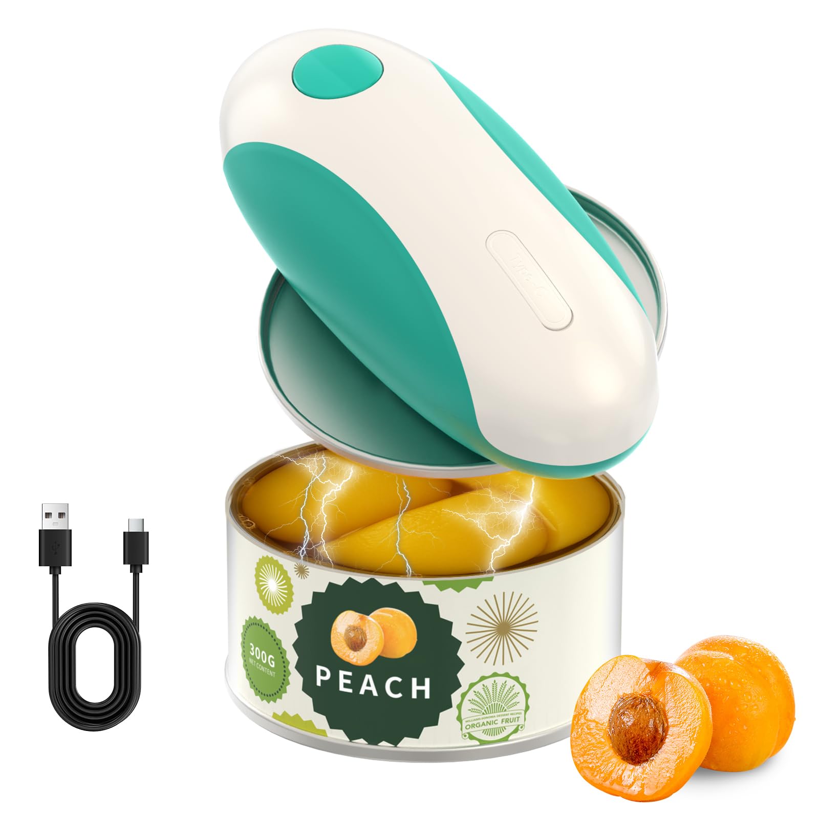 CIRCLE JOY Rechargeable Electric Can Opener, One-Touch Automatic Can Opening with Lid Remover & Smooth Edge Cutting, Food-Safe, 