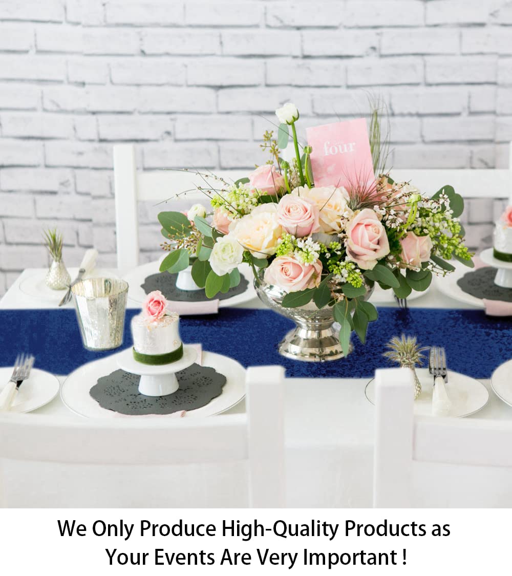 Shinybeauty Navy Blue Table Runners Pack Of 2 Sequin Table Runners 12Inx108In Navy Tablecloth Dining Table Runner For Round Tabl