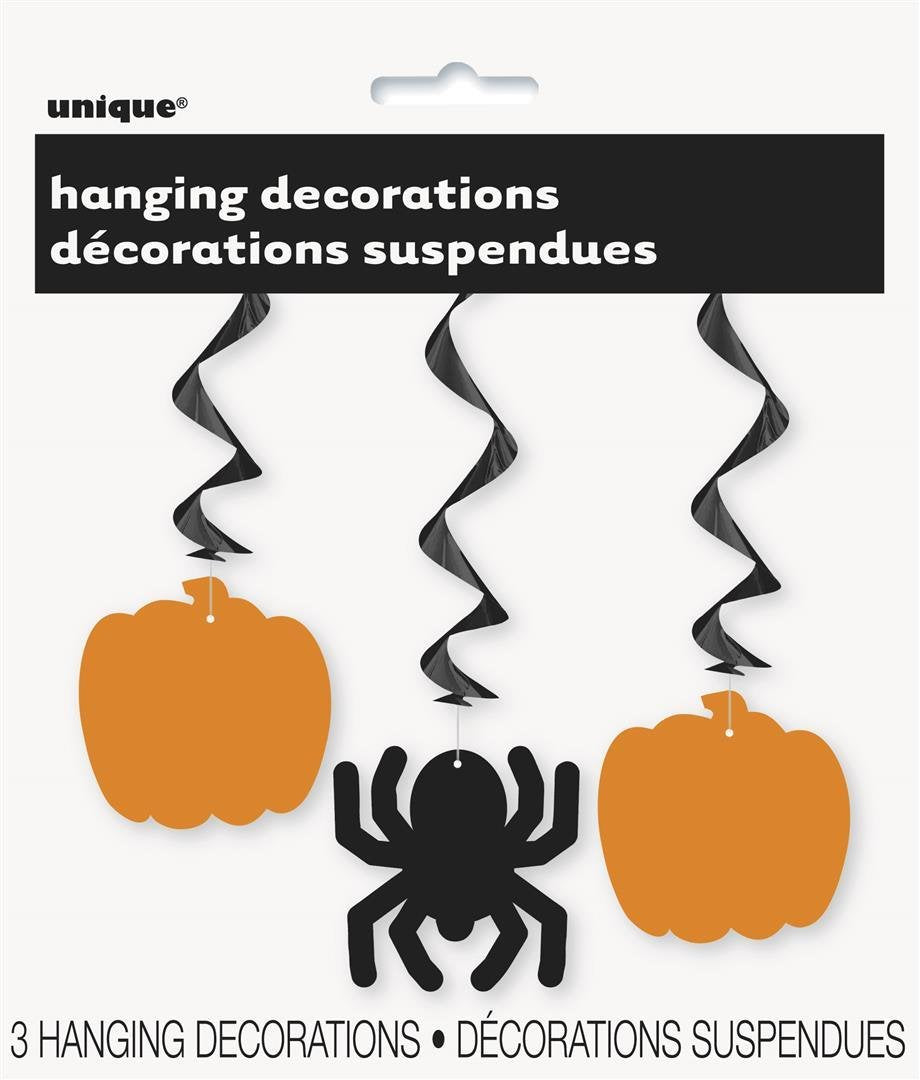 26'' Hanging Pumpkin & Spider Halloween Decorations 3Ct