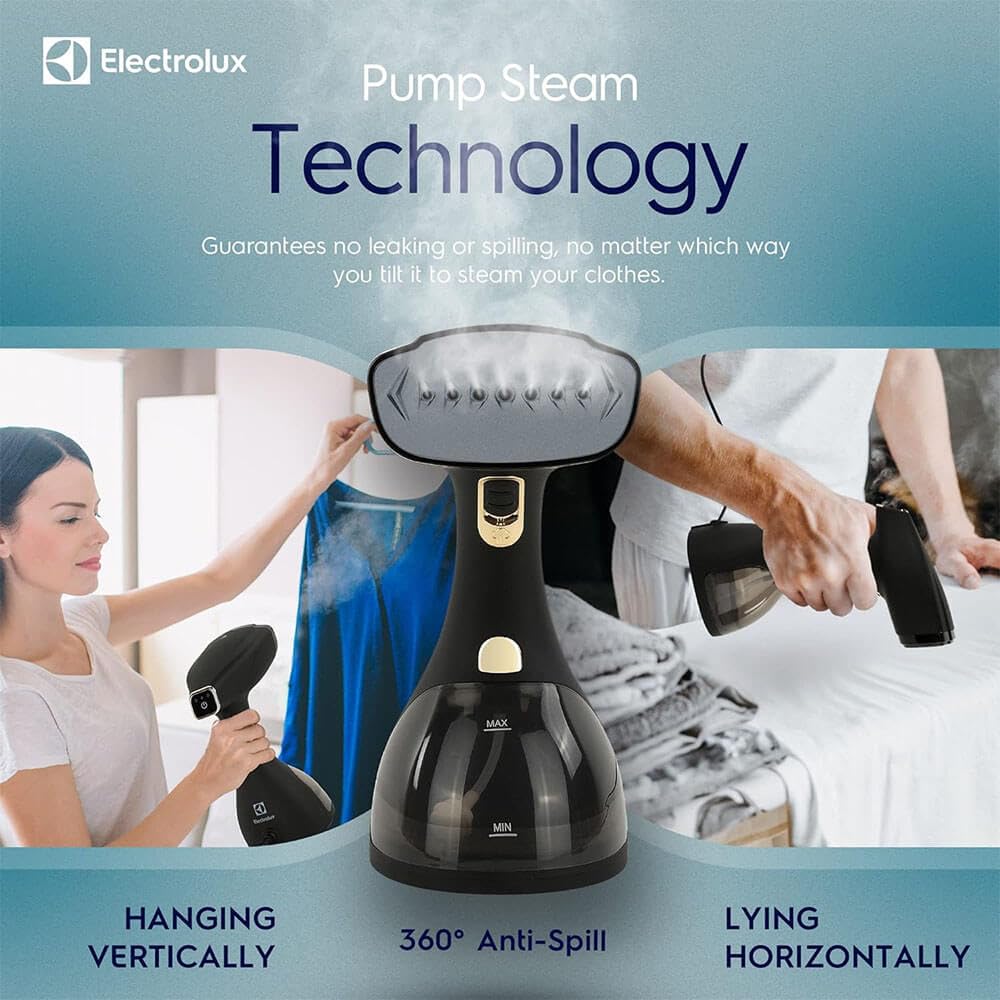 Electrolux Portable Handheld Garment And Fabric Steamer 1500 Watts, Quick Heat Ceramic Plate Steam Nozzle, 2 In 1 Fabric Wrinkle